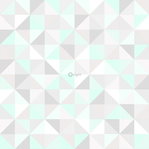 Origin Wallcoverings Tapete Dreiecke Pastell Mintgrün, Hellgrau, Weiß und Smaragdgrün - 53 cm x 10.05 m - 337206