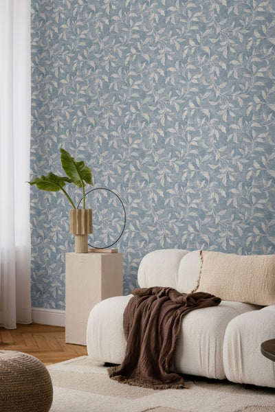 Borastapeter Tapete Blätter Graublau - 53 cm x 10.05 m - 660255