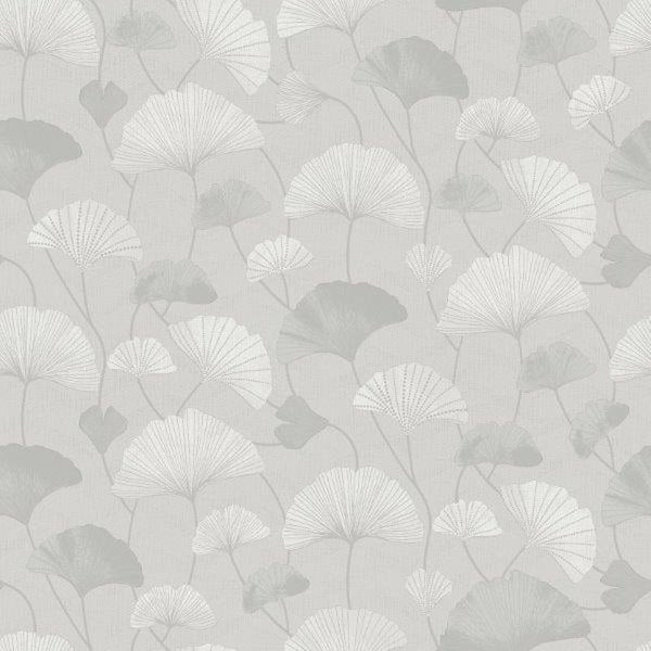Borastapeter Tapete Ginkgoblätter Grau - 53 cm x 10.05 m - 660864