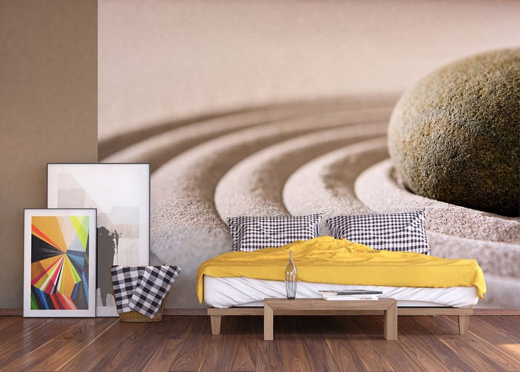 Fototapete mit Zen-Garten-Motiv im Schlafzimmer