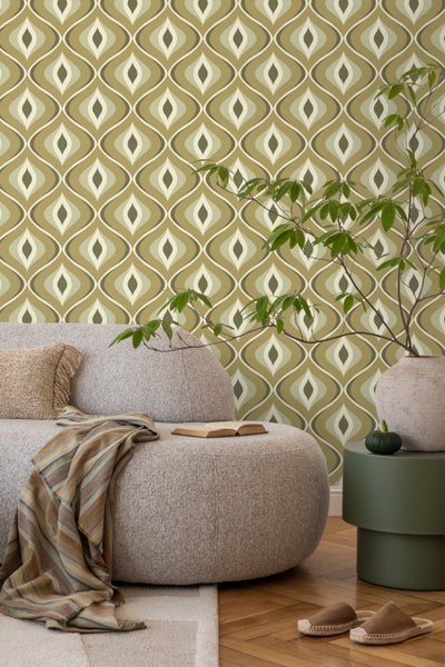 ESTAhome Tapete Retro-Ornamente Graugrün - 50 x 900 cm - 130987