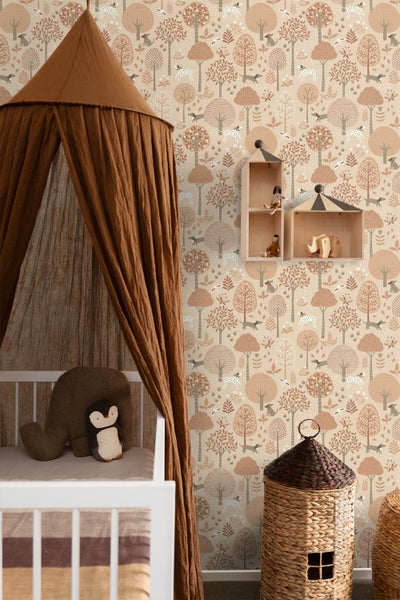 ESTAhome Tapete Hunde Beige und Terrakottarosa - 53 cm x 10.05 m - 139711