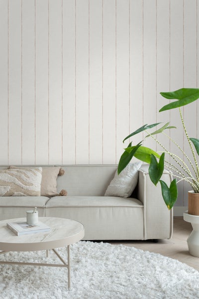 Sanders und Sanders Tapete gemalte Streifen Terrakotta und Weiß - 53 cm x 10,05 m - 640764