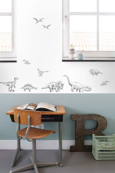 ESTAhome Wandtattoo Dinosaurier Schwarz-Weiß - 47.5 x 66 cm - 156105