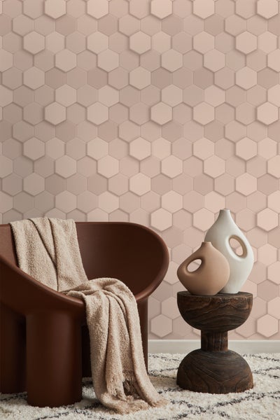 Origin Wallcoverings Tapete 3D Wabenmuster Hellrosa - 53 cm x 10.05 m - 347849