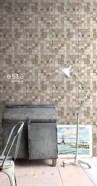 ESTAhome XXL-Vliestapete Marmor Plätze Beige - 50 x 900 cm - 158201