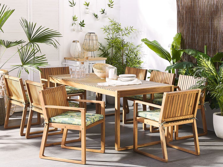 Gartenmöbel Set 8-Sitzer SASSARI inkl. Kissen Akazienholz Grün