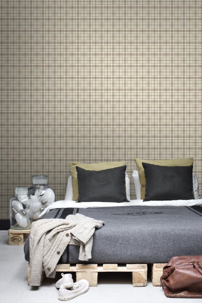 ESTAhome Tapete Karomuster Beige und Braun - 53 cm x 10.05 m - 137723
