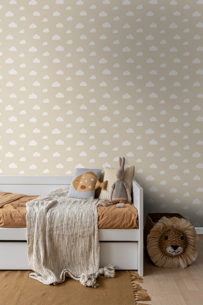 ESTAhome Tapete kleine Wolken Beige - 53 cm x 10.05 m - 139559