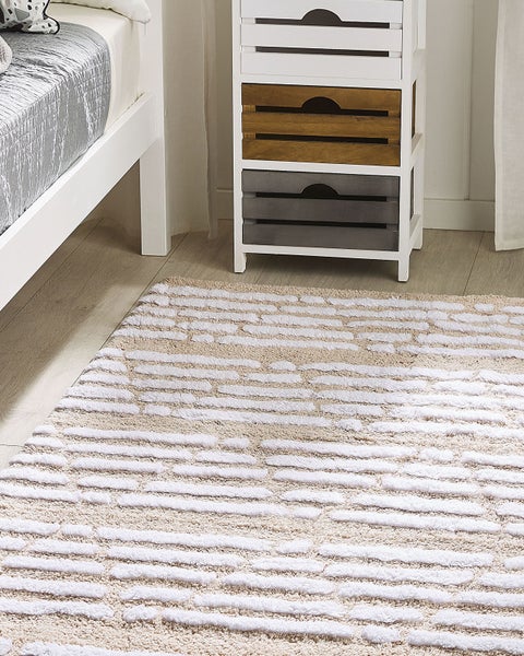 Teppich AHIRLI Beige 120 x 180 cm Baumwolle