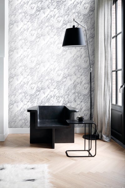 Origin Wallcoverings Tapete Marmor-Optik Elfenbeinweiß - 53 cm x 10.05 m - 347388