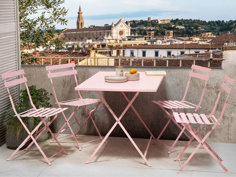 Gartenmöbel Set 4-Sitzer FIORI klappbar Metall Pastellrosa