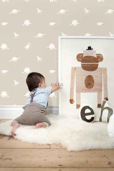 ESTAhome Tapete Dinosaurier Beige - 53 cm x 10.05 m - 139508