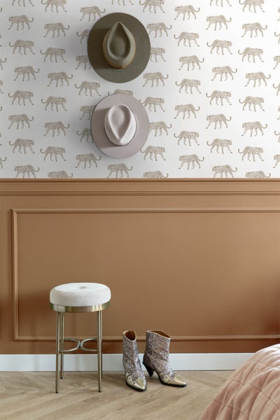 ESTAhome Tapete Panter Weiß und Beige - 53 cm x 10.05 m - 139775