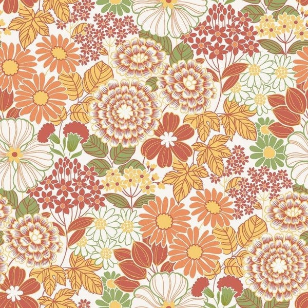 Borastapeter Tapete Retro Blumen Orange - 53 cm x 10.05 m - 661022