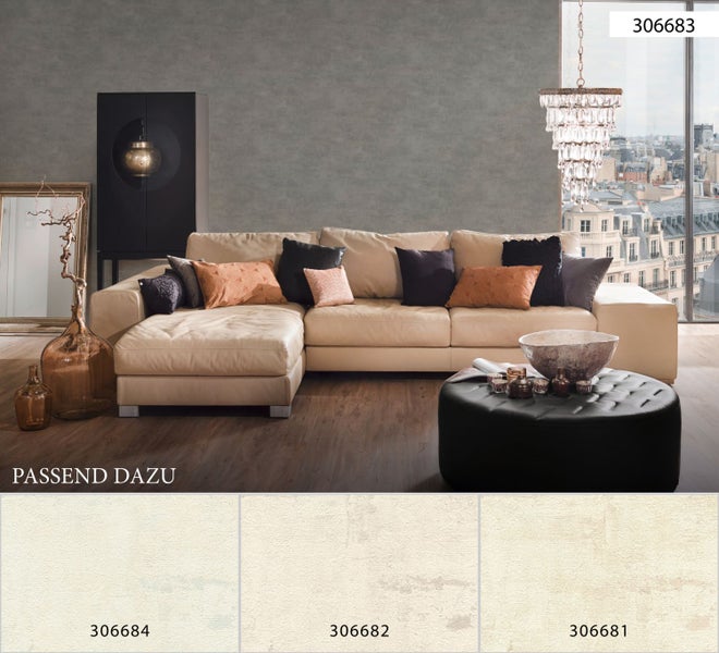 Graue Betonoptik-Tapete auf Rolle