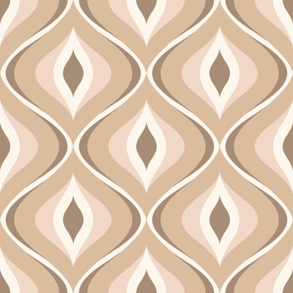 ESTAhome Tapete Retro-Ornamente Beige und Braun - 50 x 900 cm - 130985