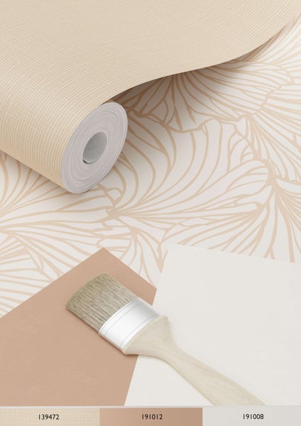 ESTAhome Tapete Ginkgoblätter Sandbeige und Terrakotta - 53 cm x 10.05 m - 139488