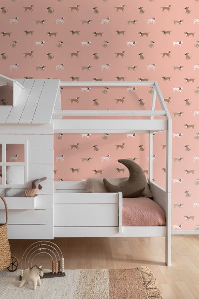 ESTAhome Tapete Hunde Rosa und Braun - 50 x 900 cm - 131380