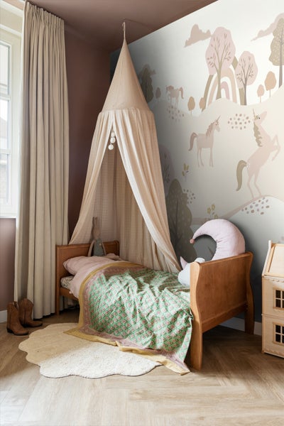 ESTAhome Fototapete Einhörner Beige und Hellrosa - 200 x 279 cm - 159238