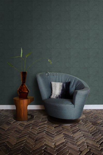 Origin Wallcoverings Tapete Querschnitte von Baumstämmen Smaragdgrün - 53 cm x 10.05 m - 347549