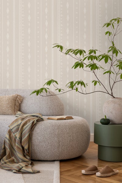 Sanders und Sanders Tapete ethnische Motive Beige und Weiß - 53 cm x 10 m - 640523