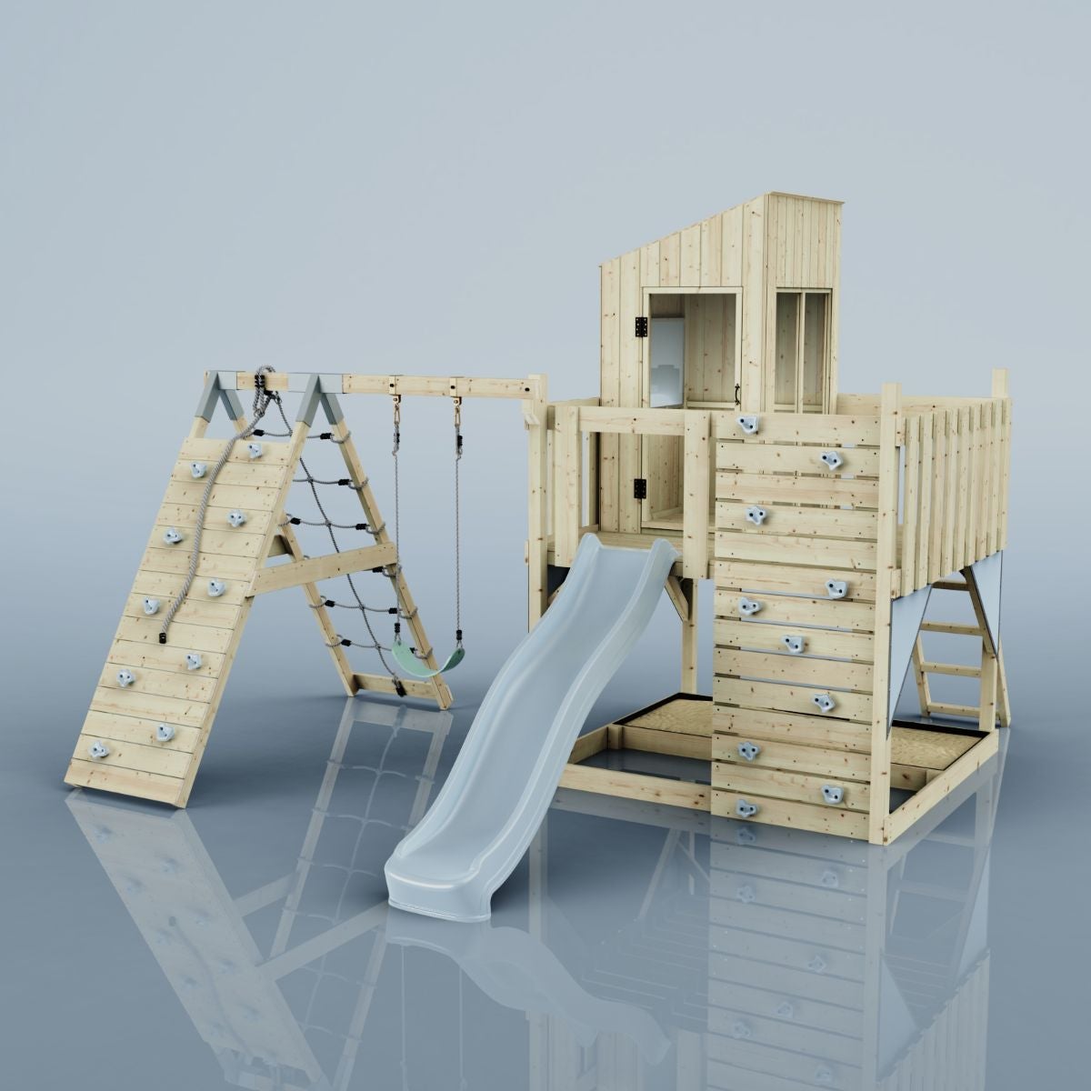 PolarPlay Spielturm Jonas aus Holz in Blau,