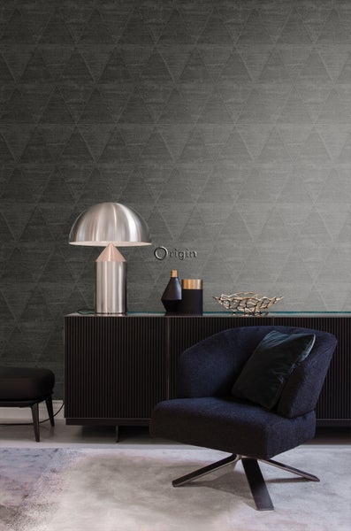 Origin Wallcoverings Tapete verwitterte Metalldreiecke Schwarz - 53 cm x 10.05 m - 337605