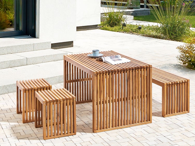 Gartentisch BELLANO 70 cm 120 cm Akazienholz Braun