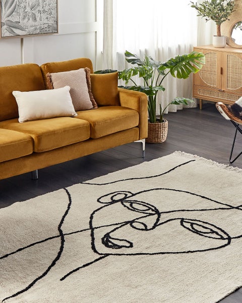 Teppich NURU Hellbeige 140 x 200 cm Baumwolle