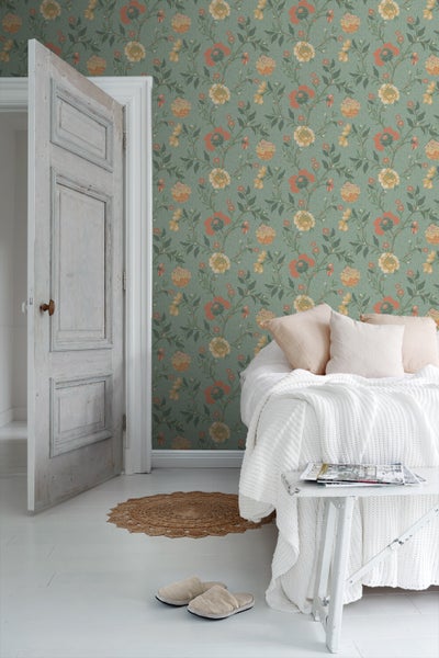 Duro Tapete Blumen Grün - 53 cm x 10.05 m - 661165