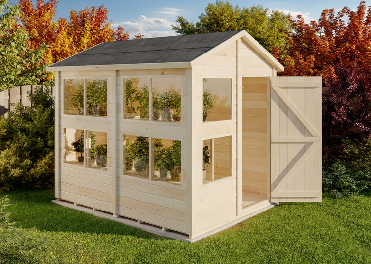 Storehaus Gerätehaus Greta Gerätehaus aus Holz, Geräteschrank mit 12 mm Wandstärke Gartenhaus, Naturbelassen 2,1x2,5m