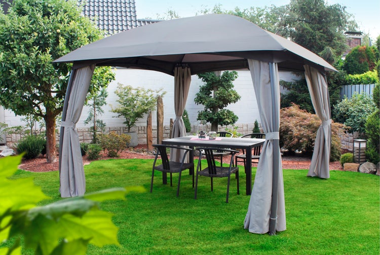 Pavillon Milena 330 x 330 x 270 cm, mit Seitenteilen, lichtgrau