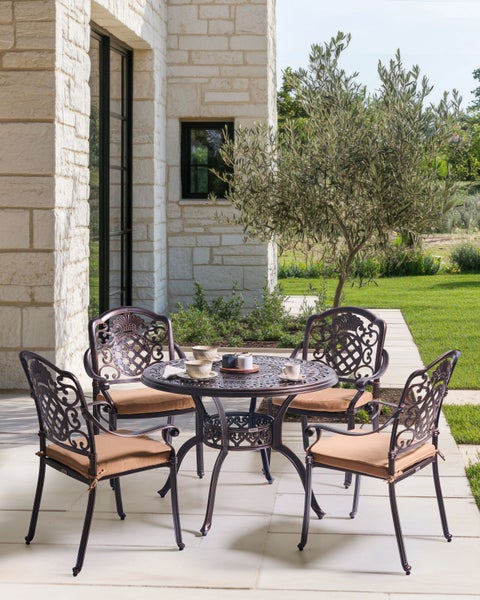 Gartenmöbel Set 4-Sitzer SALENTO inkl. Kissen Metall Dunkelbraun