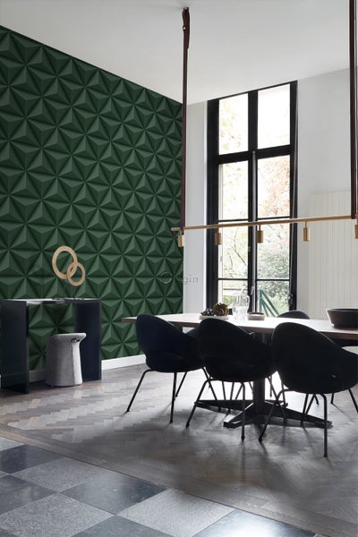 Origin Wallcoverings Tapete 3D-Muster Dunkelgrün - 0,53 x 10,05 m - 347818