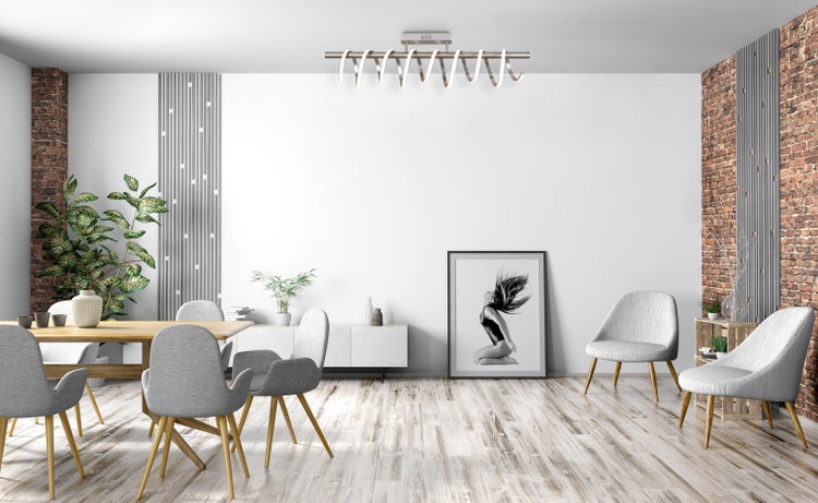 LED Deckenleuchte BELLEZA, moderne Deckenlampe aus Metall und Kunststoff in Nickel matt und  Weiß, mit fest verbauten LEDs, 100cm lang. Die ideale Beleuchtung für Wohnzimmer, Esszimmer oder Küche.