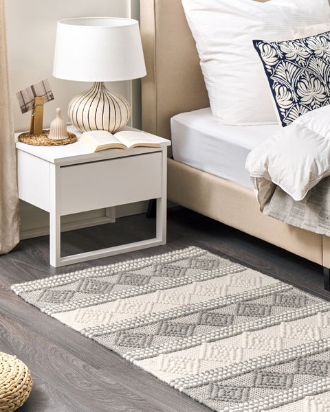 Teppich BOZOVA Hellbeige 80 x 150 cm Wolle