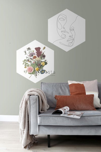 ESTAhome Wandtattoo Blumenstrauß Grün, Rosa und Gelb - 70 x 81 cm - 158998