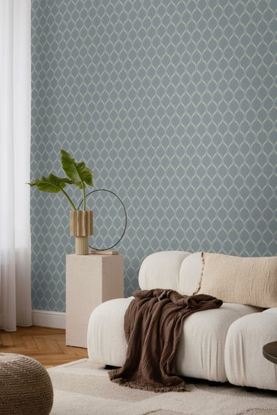 Duro Tapete Art Decó Muster Graublau - 53 cm x 10.05 m - 661158
