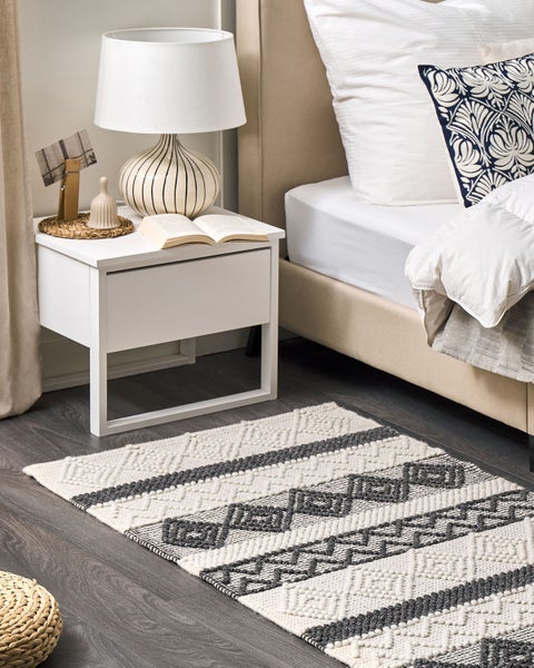 Teppich DAVUTLAR Hellbeige 80 x 150 cm Wolle