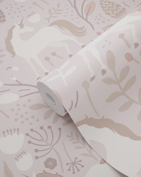 ESTAhome Tapete Einhörner mauve-violett - 53 cm x 10.05 m - 131232