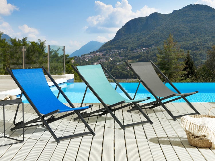 Strandliege mit Gestell und Stoffbezug