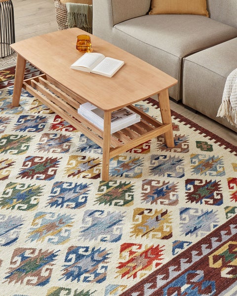 Kelim Teppich Wolle mehrfarbig 160 x 230 cm orientalisches Muster Kurzflor AKNALICH