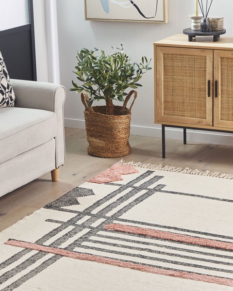 Teppich MURADIYE Beige 140 x 200 cm Baumwolle