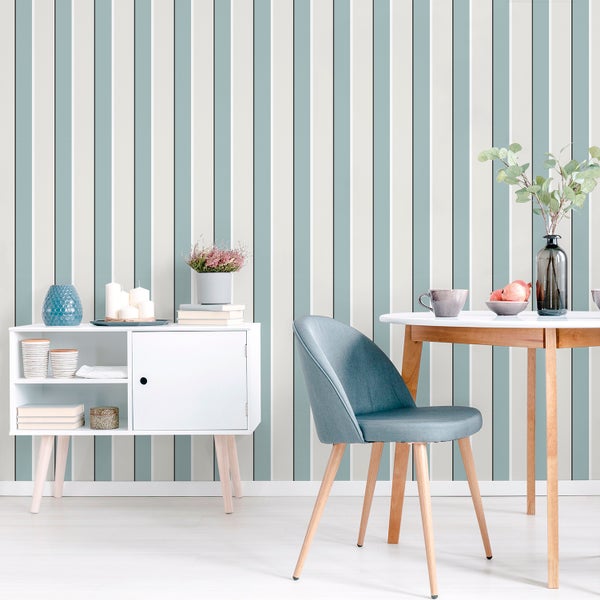 Sanders und Sanders Tapete Streifen Graublau und Beige - 53 cm x 10 m - 640369