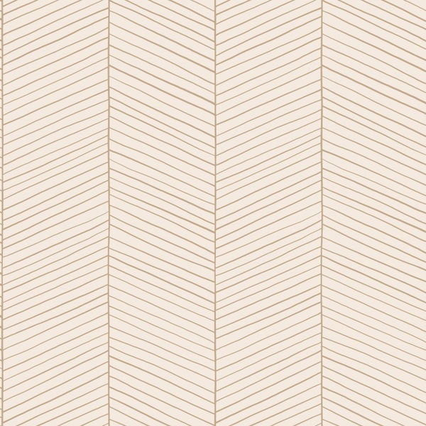 ESTAhome Tapete Fischgrätmuster Sandbraun und Beige - 53 cm x 10.05 m - 139565