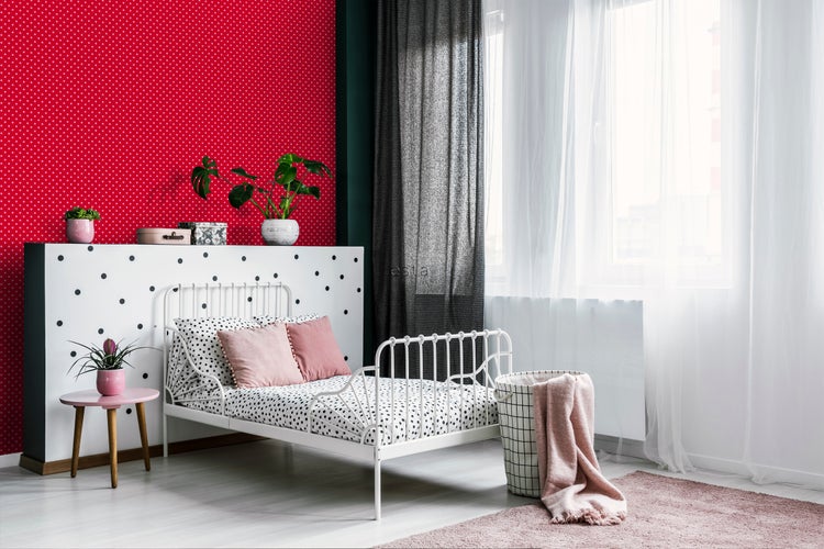 ESTAhome Tapete Punkte Rot und Rosa - 53 cm x 10.05 m - 115740
