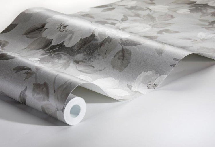 Borastapeter Tapete Blumen Grau - 53 cm x 10.05 m - 660431