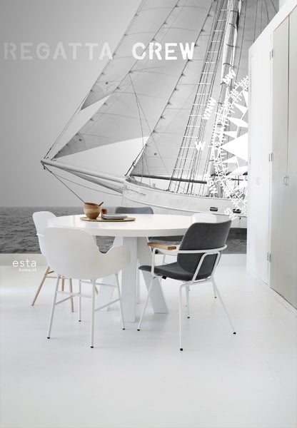 ESTAhome Fototapete Seegelboot Schwarz und Weiß - 372 x 270 cm - 156430