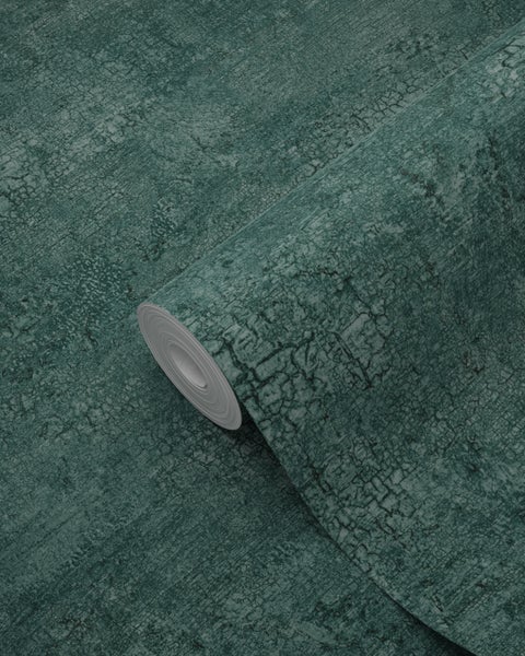 Origin Wallcoverings Tapete Naturstein mit Craquelé-Effekt Smaragdgrün - 53 cm x 10.05 m - 347561